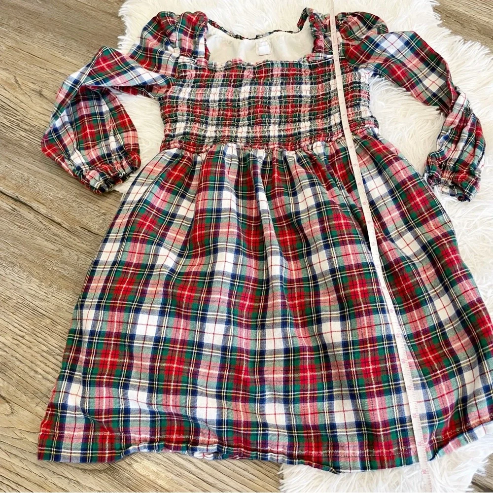 GAP Kids Christmas Dress Plaid Tartan Smocked Small 6 7 Festive Church Cozy